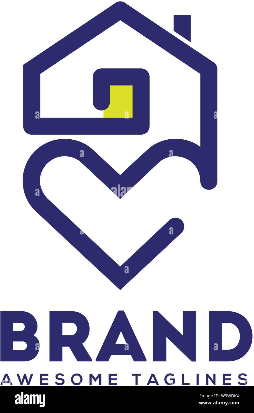 abstract lines house and heart logo vector, home care logo vector Stock ...