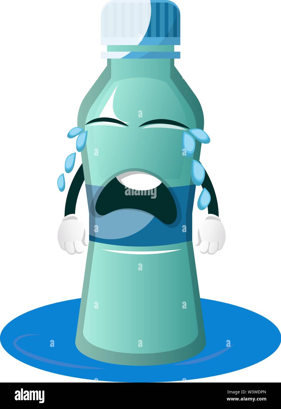 Bottle is crying, illustration, vector on white background. Stock Vector