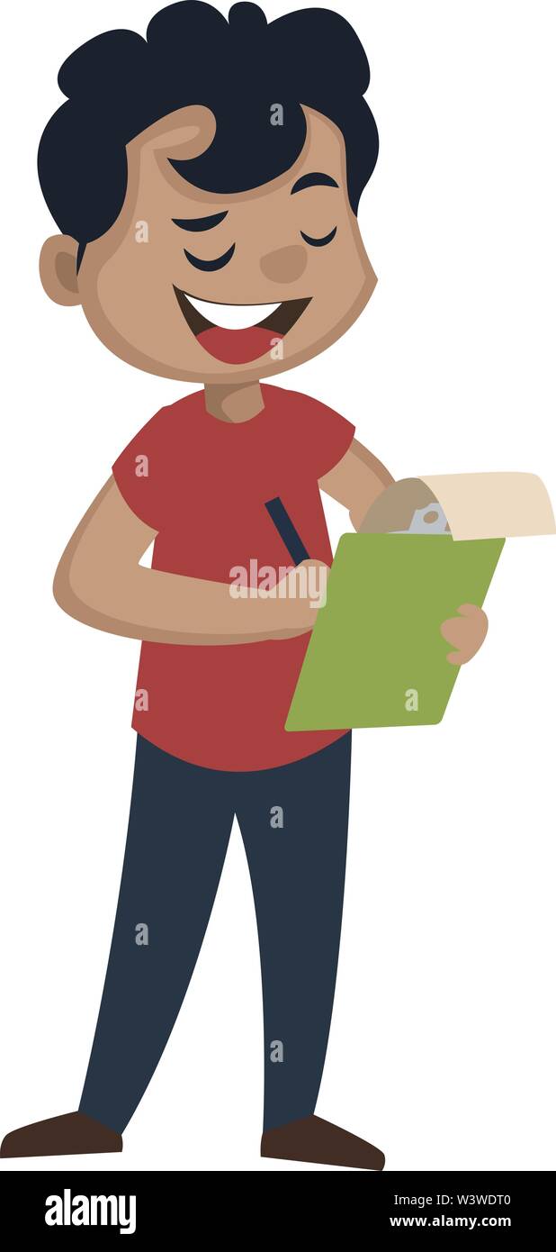 photo Take Notes Cartoon Images https www alamy com boy is taking notes illustration vector on white background image260559152 html