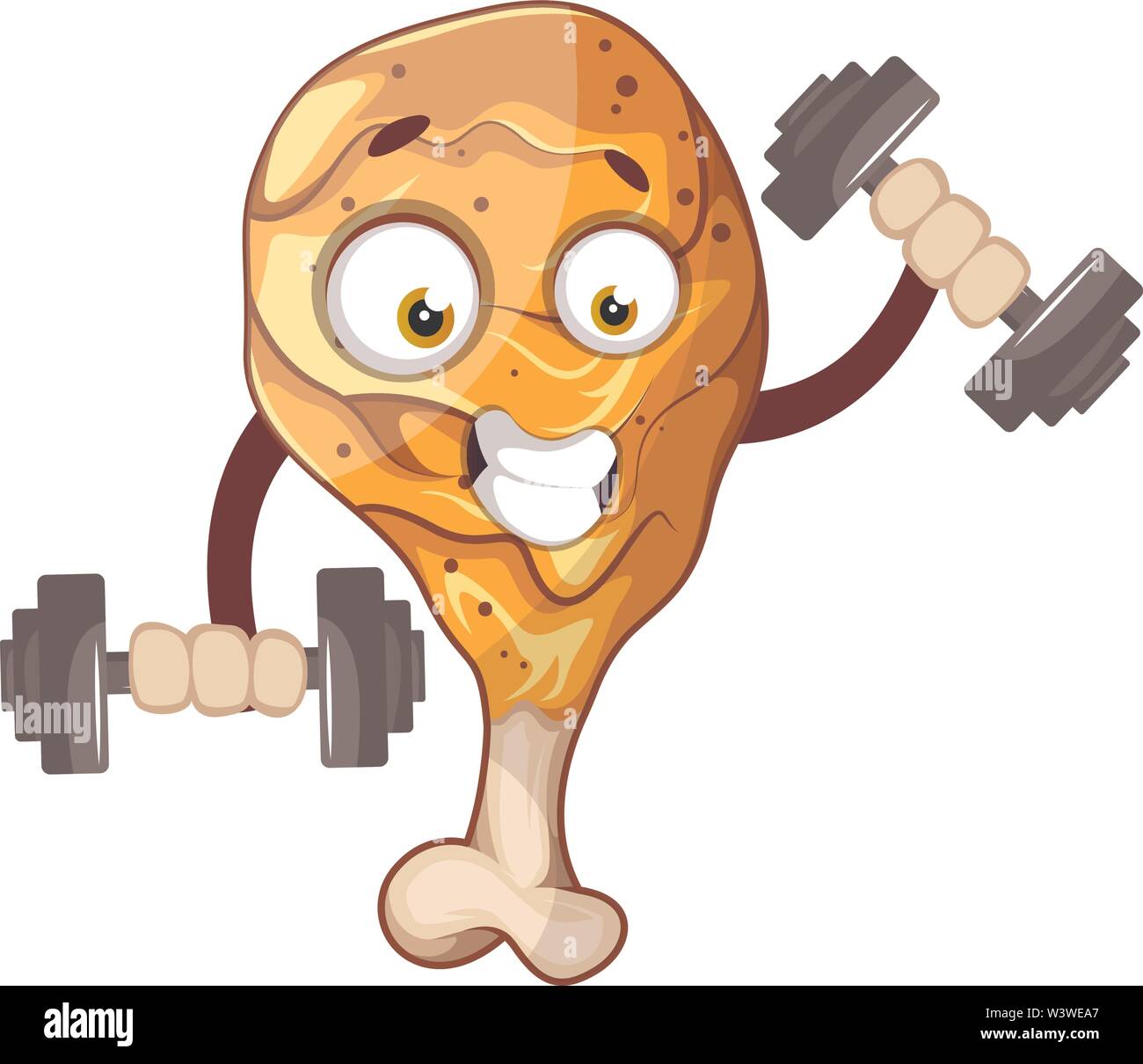 Strong chicken drumstick weightlifting, illustration, vector on white  background Stock Vector Image & Art - Alamy