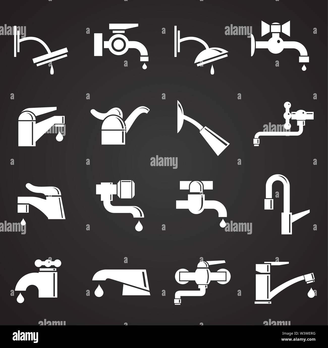 Faucet related icons set on background for graphic and web design ...