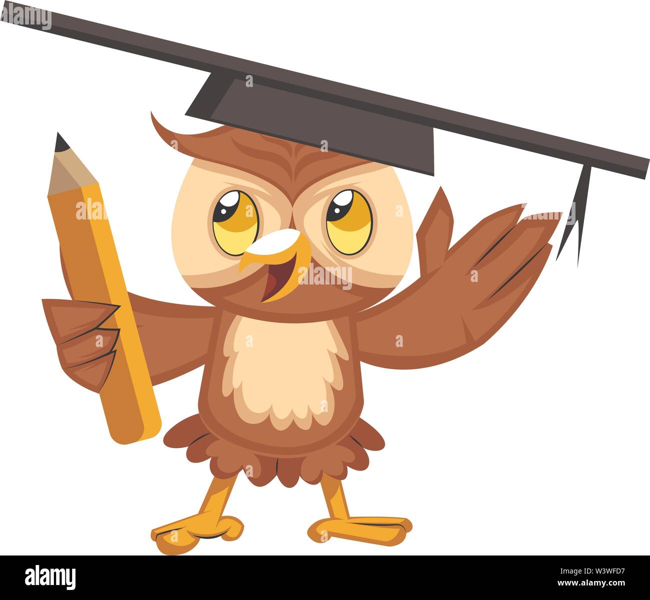 Owl with graduation hat, illustration, vector on white background Stock ...