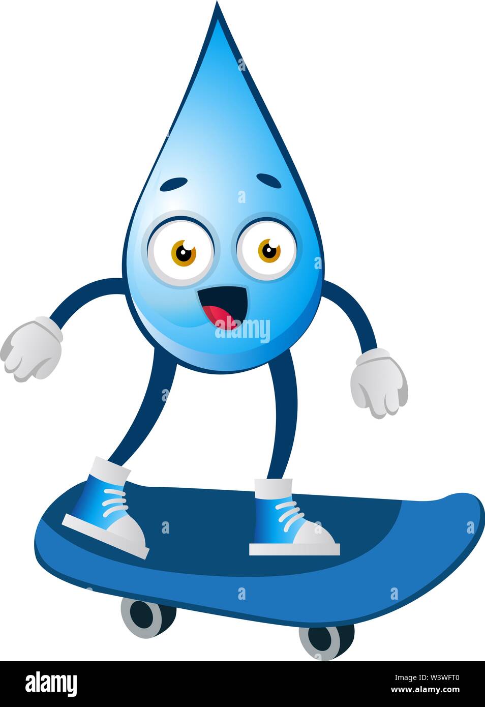 Skate Cartoon Drip Water drop on skateboard, illustration, vector on white background ...