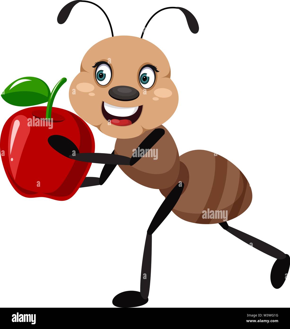 Ant with apple, illustration, vector on white background Stock Vector Image  & Art - Alamy