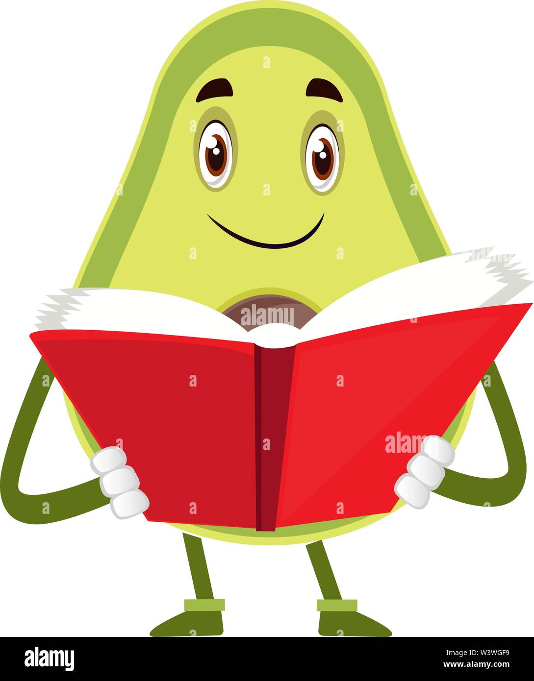 Avocado reading book illustration vector on white background stock Avocado reading book illustration vector on white background stock
