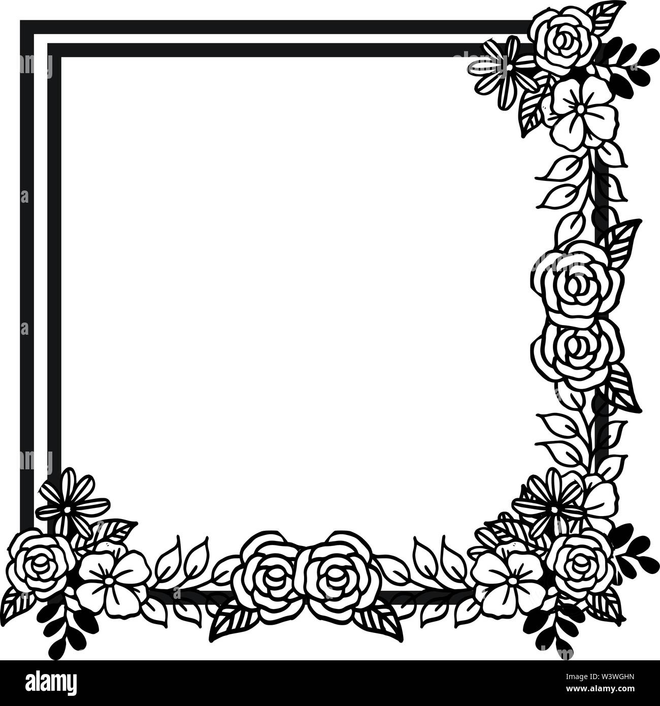 Set black borders on the white background, for decorative of beautiful and  unique floral frame. Vector illustration Stock Vector Image & Art - Alamy