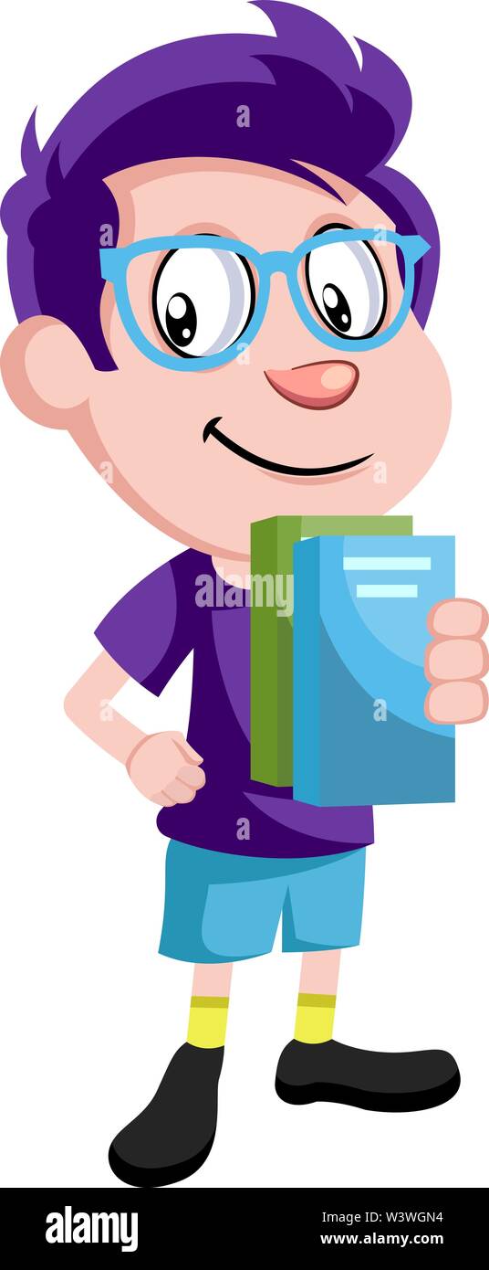 Coloring book with boy holding books Stock Vector Image & Art - Alamy