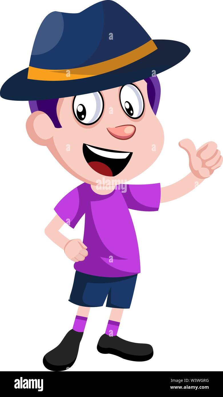 Boy with blue hat, illustration, vector on white background Stock ...