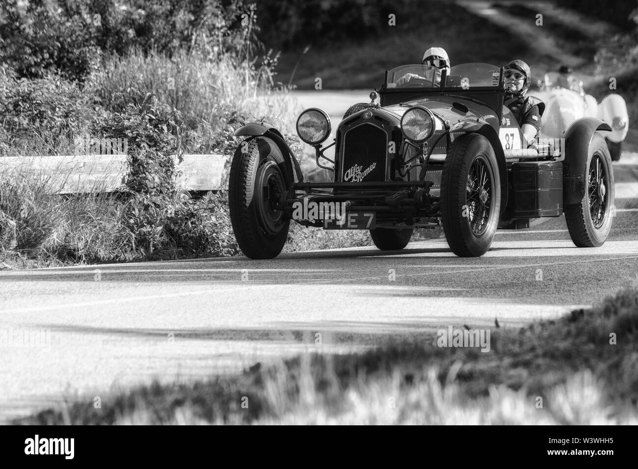 ALFA ROMEO 8C 2300 MONZA 1933 on an old racing car in rally Mille Miglia 2018 the famous italian historical race (1927-1957) Stock Photo