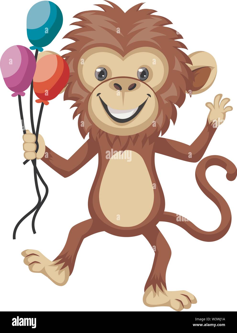 Monkey holding balloons, illustration, vector on white background Stock  Vector Image & Art - Alamy
