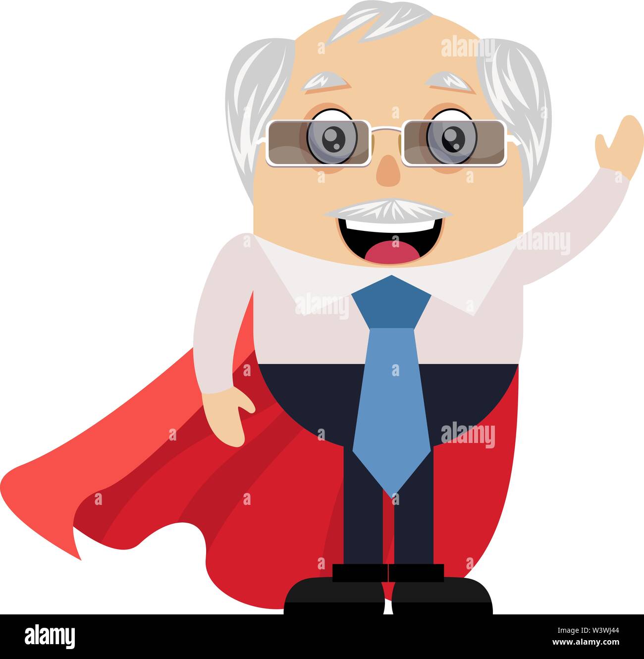 Old man with red cape, illustration, vector on white background. Stock Vector
