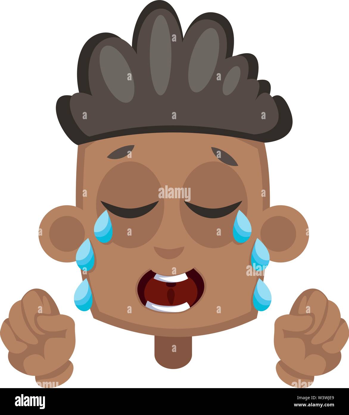 Boy is crying tears, illustration, vector on white background. Stock Vector