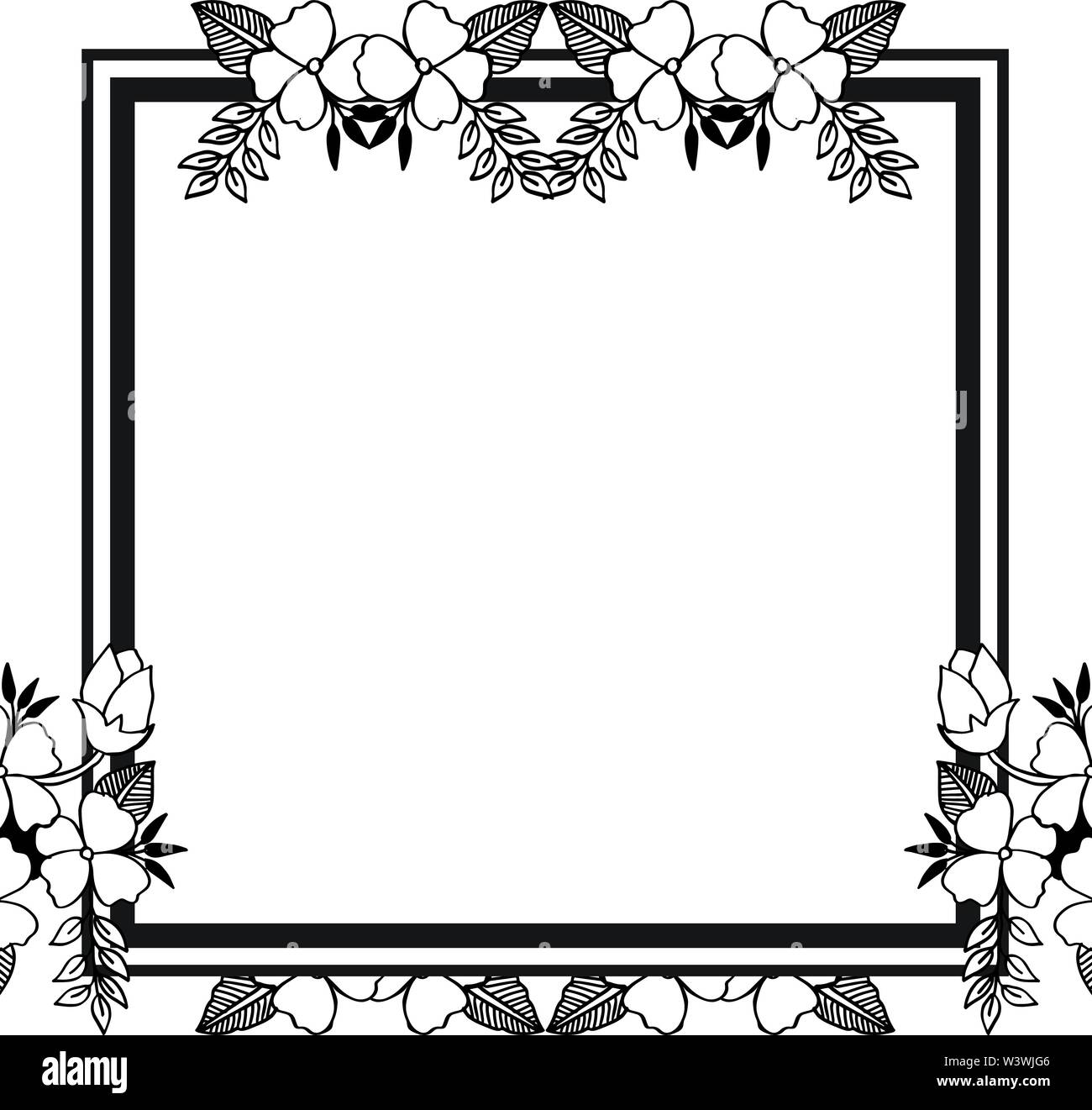 Wallpaper of posters with decor of floral frame, beautiful shape
