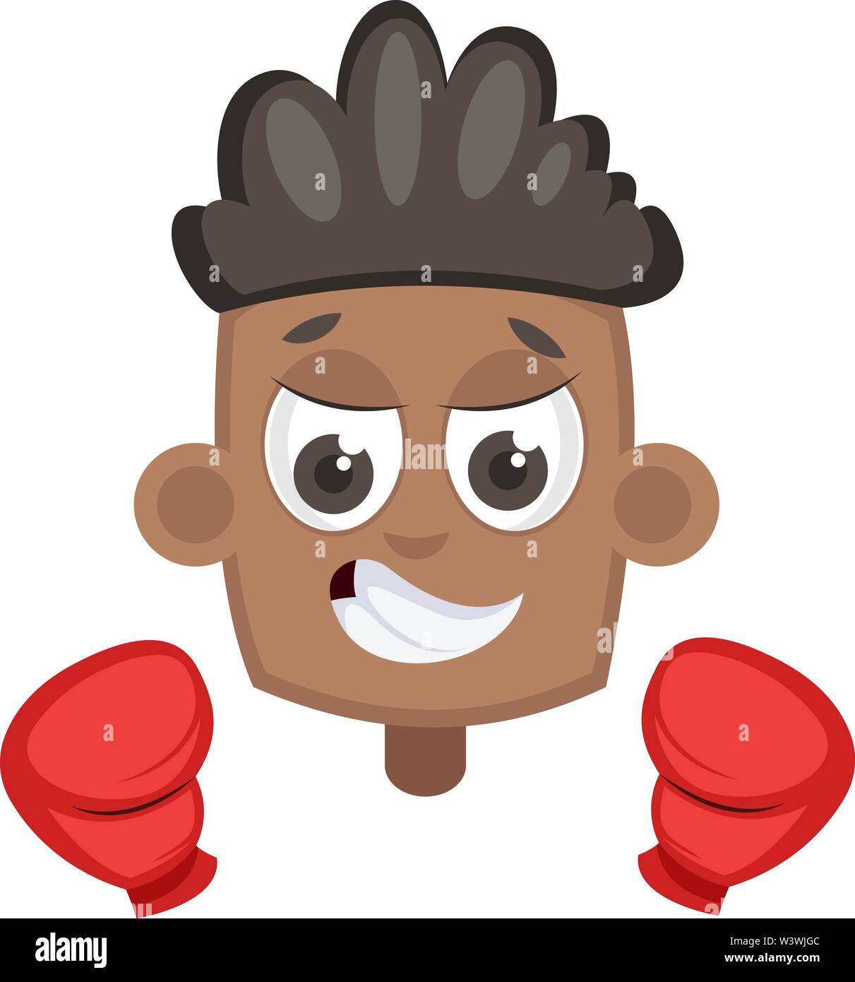 Boy with boxing gloves, illustration, vector on white background Stock