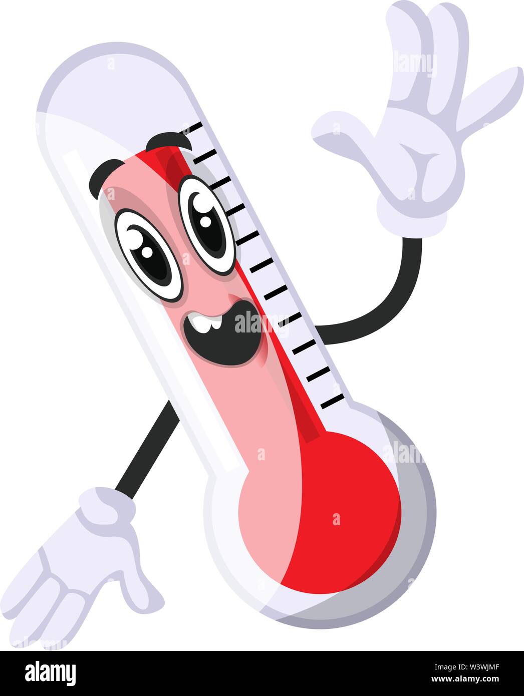 Thermometer saying hi, illustration, vector on white background Stock