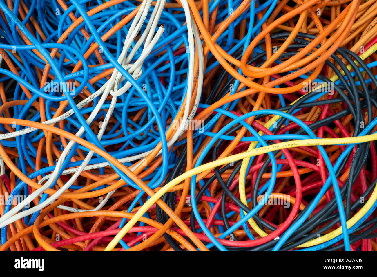 Tangled Cables in Assorted Colors Stock Photo