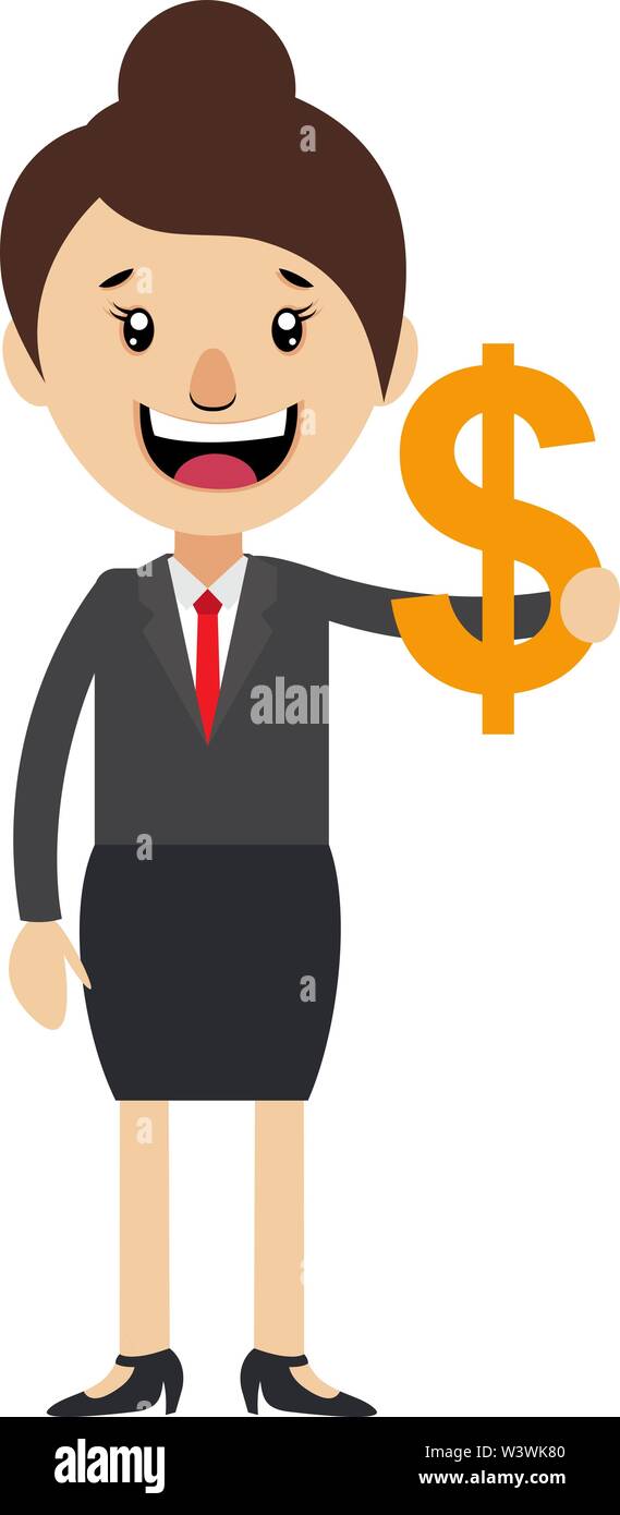 Woman with dollar sign, illustration, vector on white background Stock ...