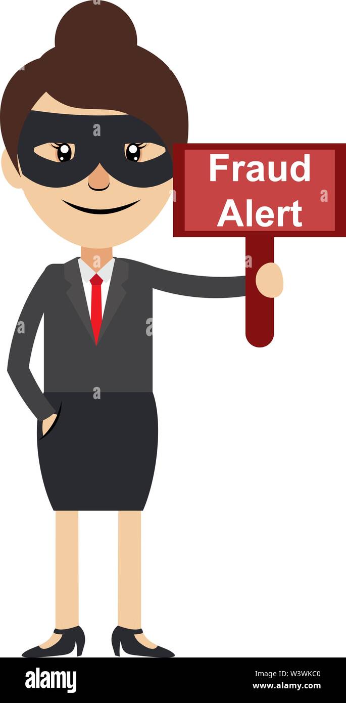 Woman with fraud sign, illustration, vector on white background Stock ...