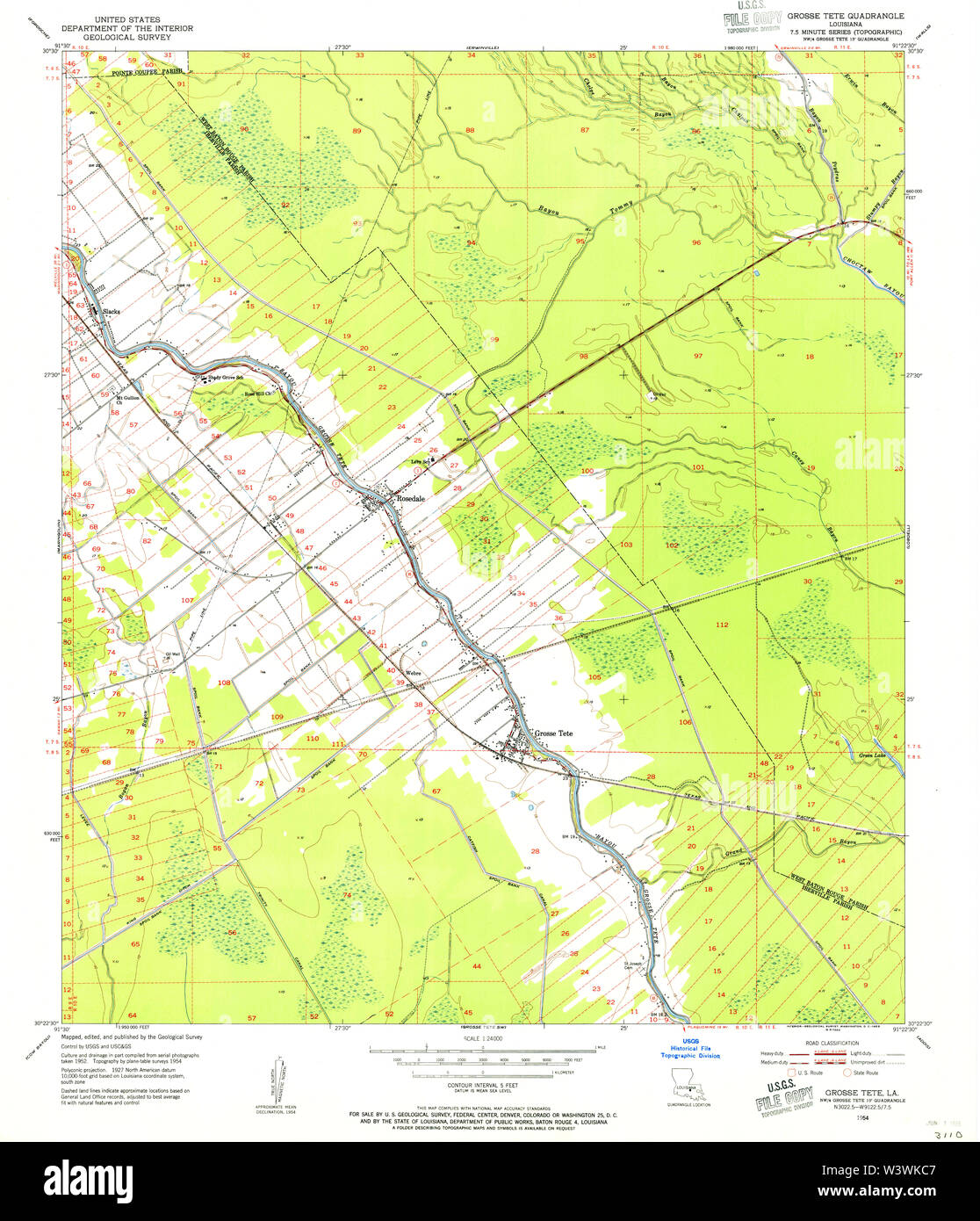 USGS TOPO Map Louisiana LA Grosse Tete 332158 1954 24000 Restoration