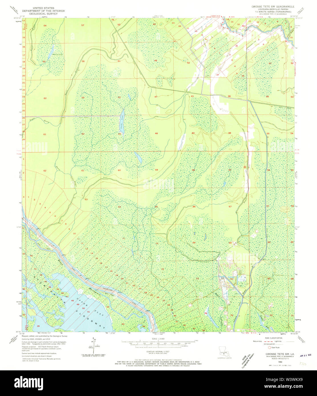 Usgs Topo Map Louisiana La Grosse Tete Sw 332162 1953 24000 Restoration 