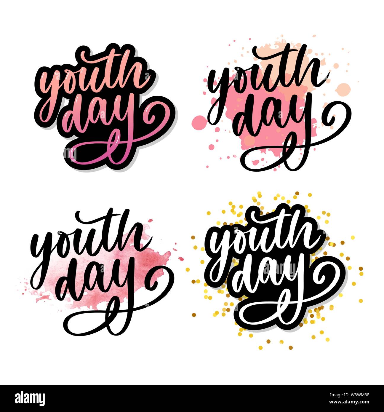 Youth Day Lettering Lettering of International youth day yellow background Stock Vector ...
