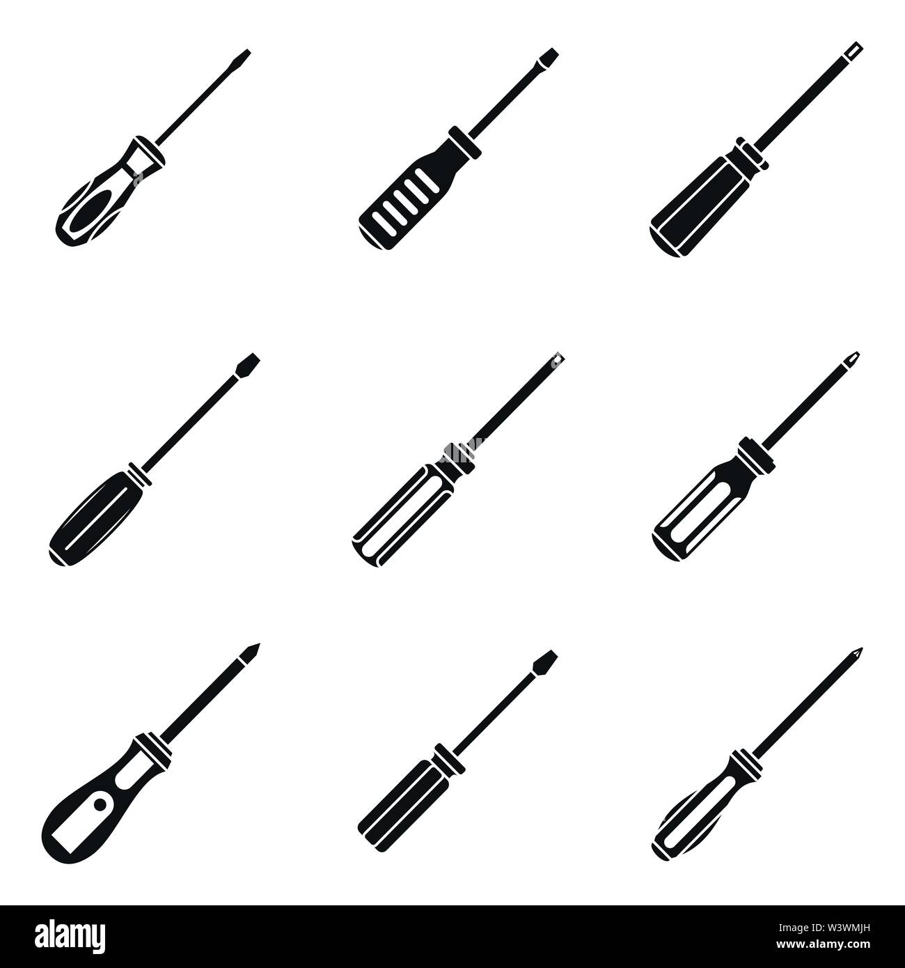 Screwdriver element icons set. Simple set of screwdriver element vector ...