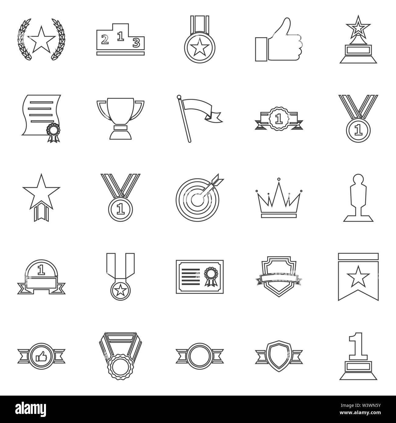 Victory line icons on white background, stock vector Stock Vector Image ...