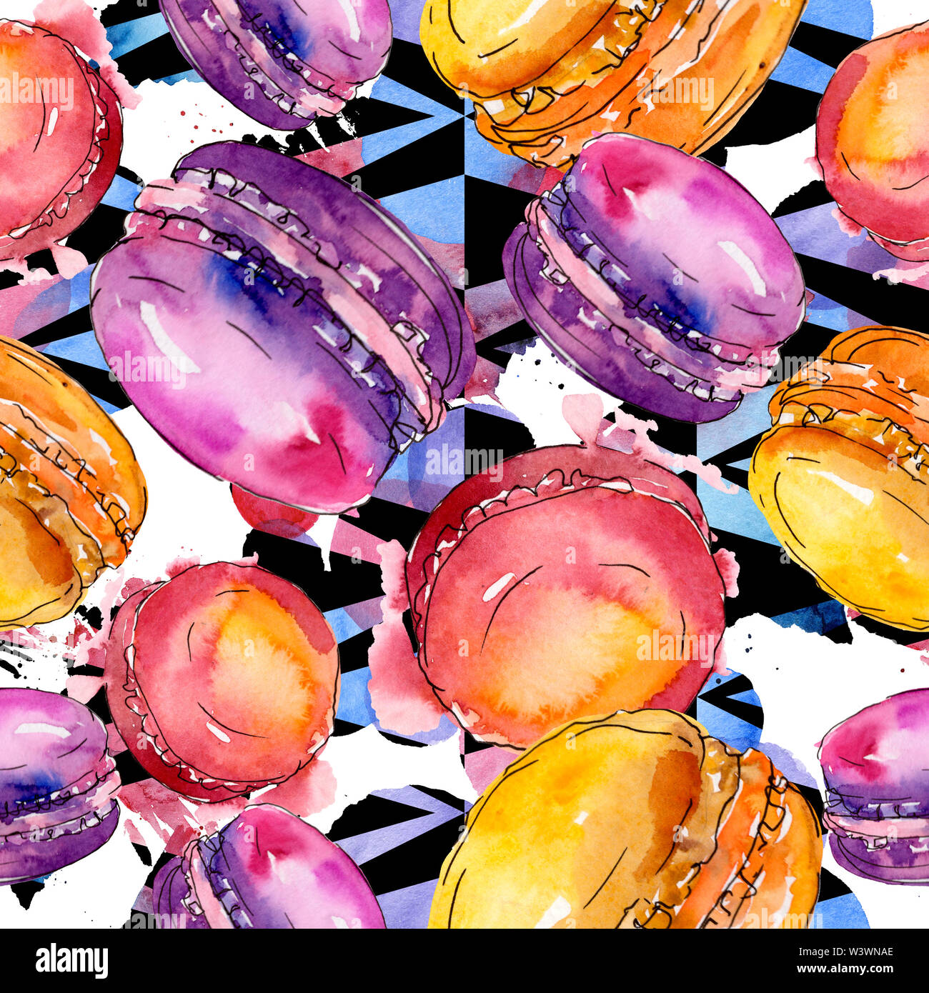 Tasty cake and desserts in a watercolor style. Watercolour illustration ...