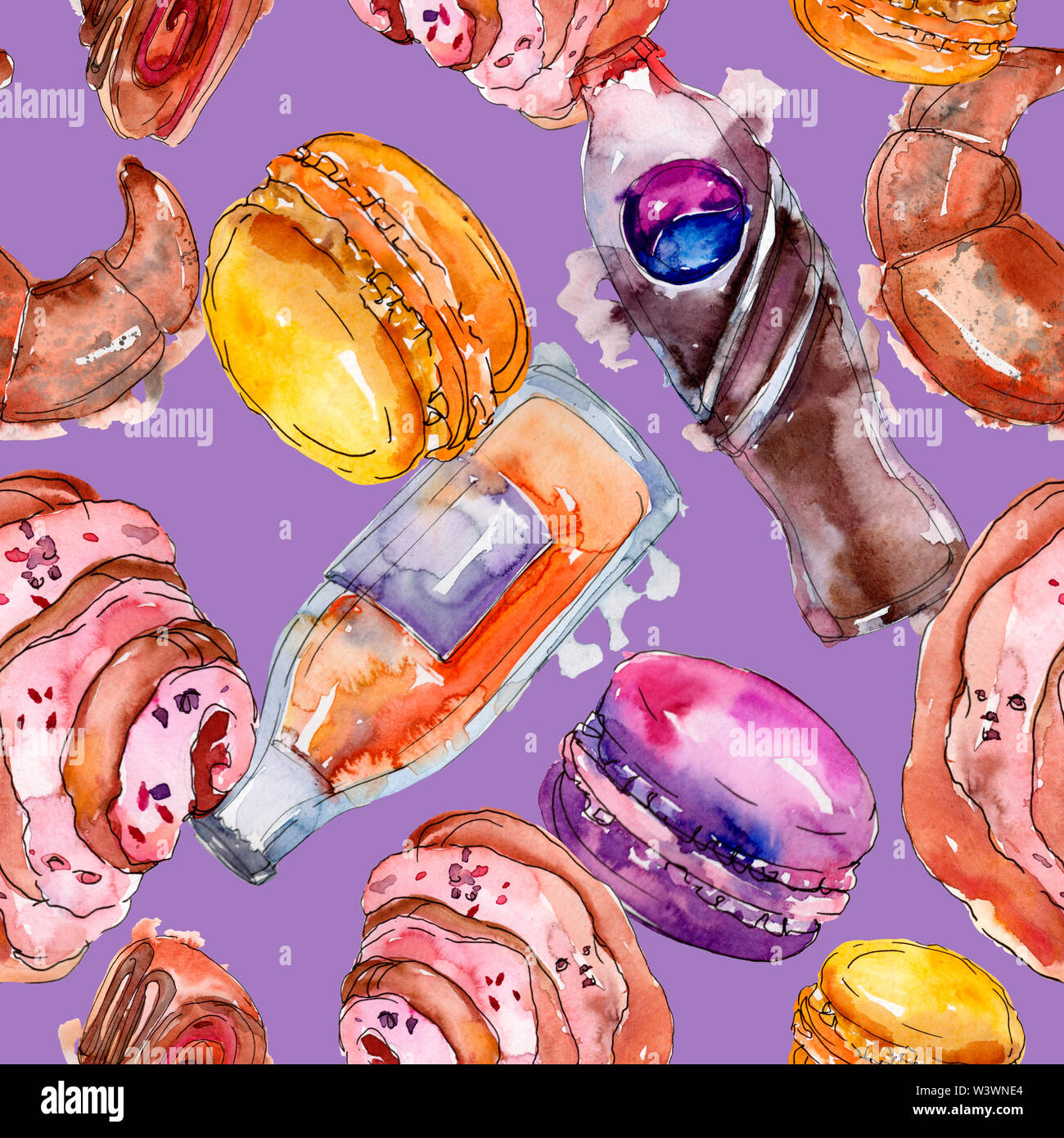 Tasty cake and desserts in a watercolor style. Watercolour illustration ...