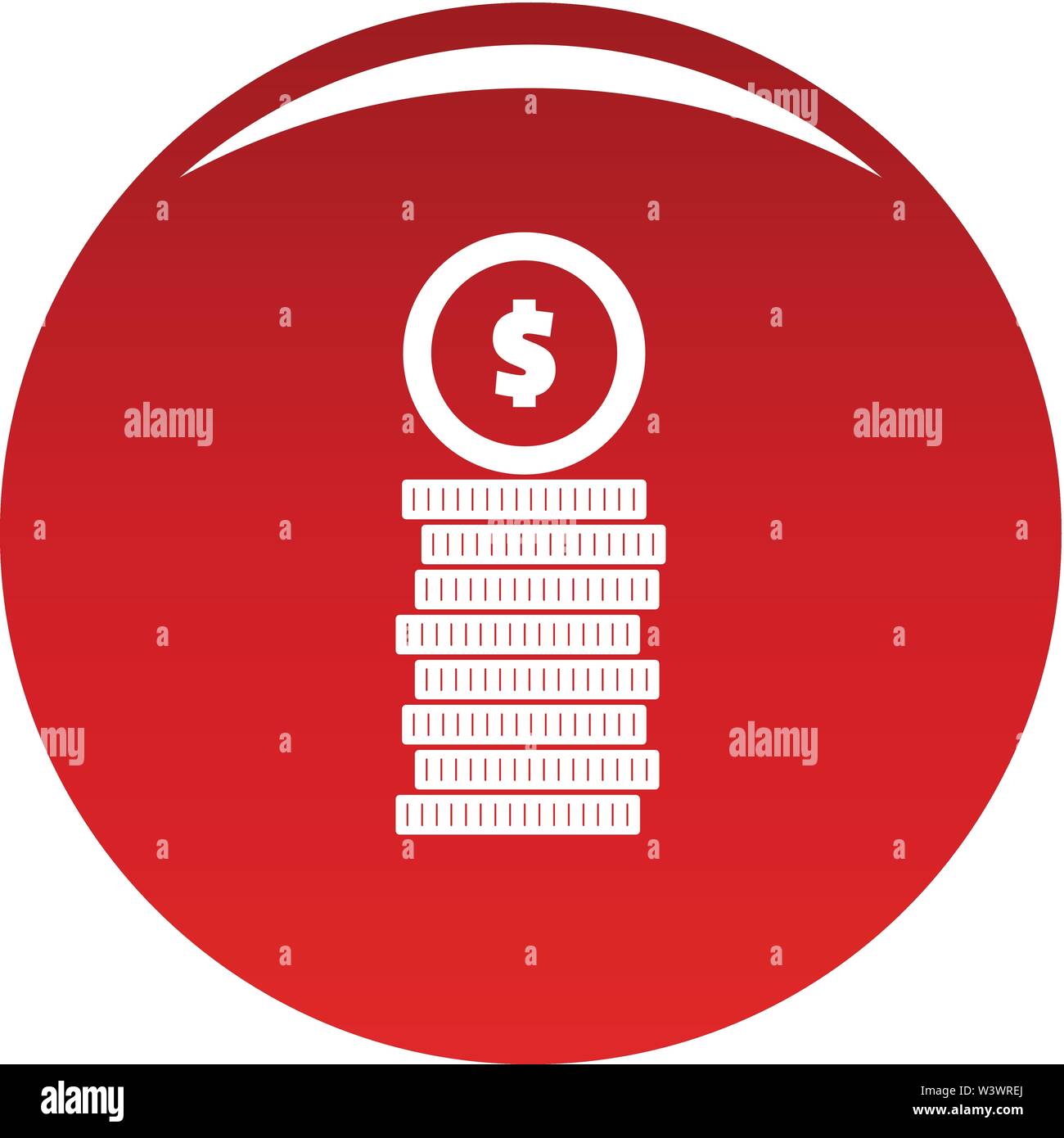 Coin icon. Simple illustration of coin vector icon for any design red ...