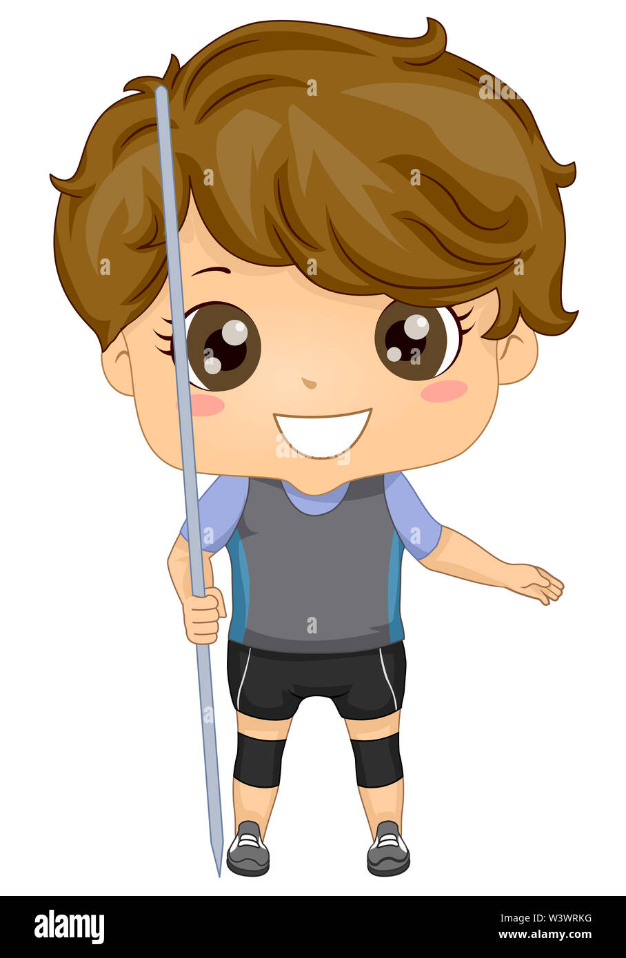 Illustration of a Kid Boy Holding a Javelin or Spear Stock Photo Alamy