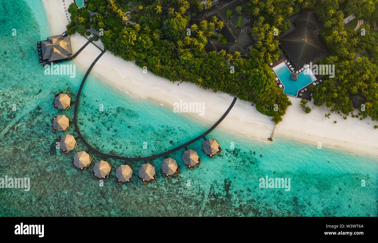 Amazing bird eyes view in Maldives Stock Photo