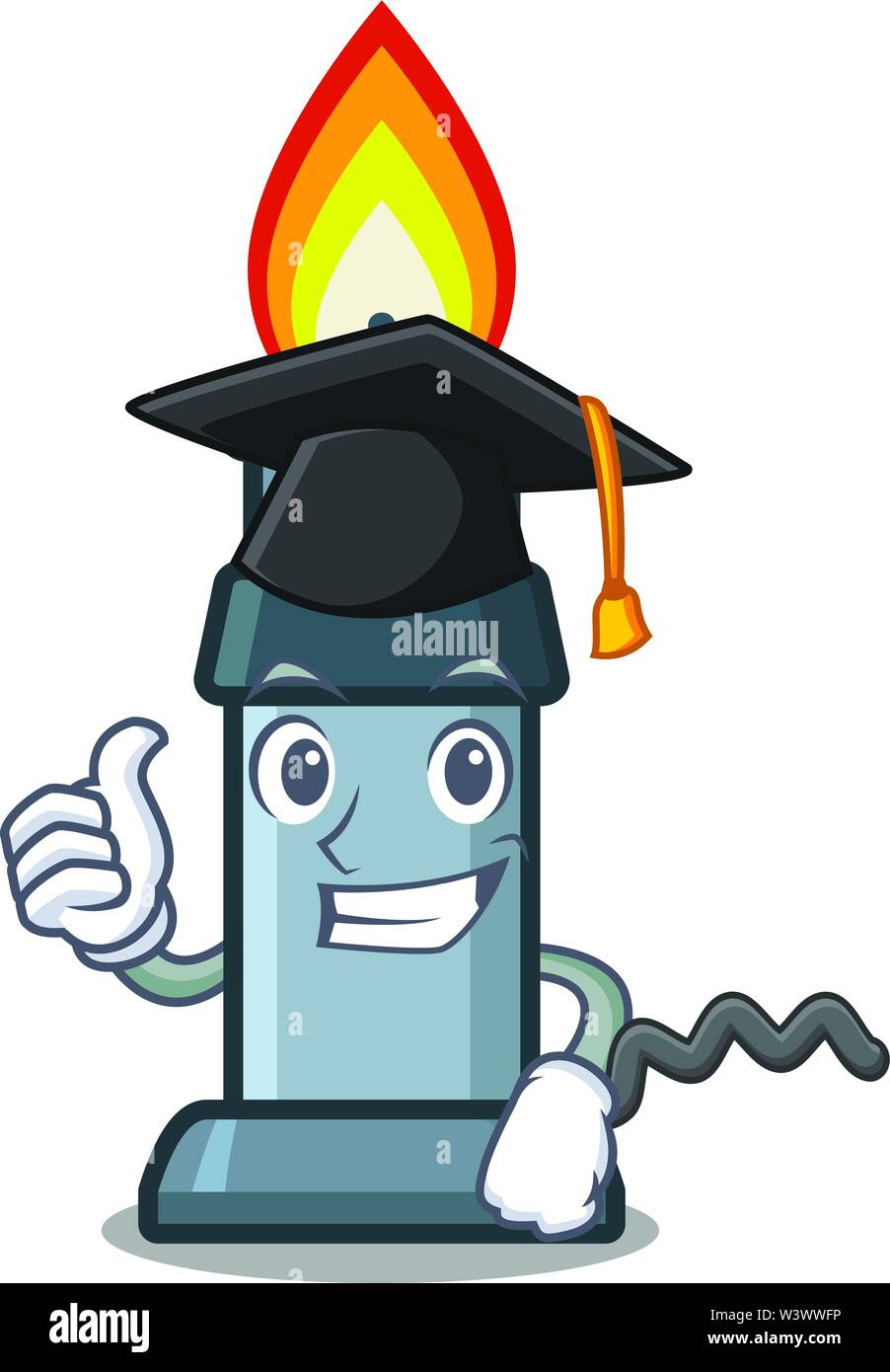 Graduation bunsen burner in the mascot shape vector illustration Stock