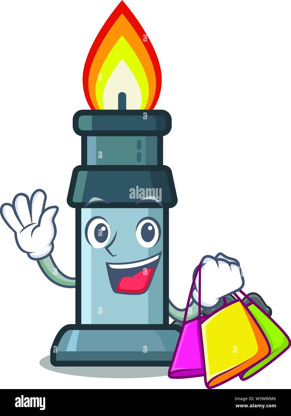 Shopping bunsen burner in the mascot shape vector illustration Stock