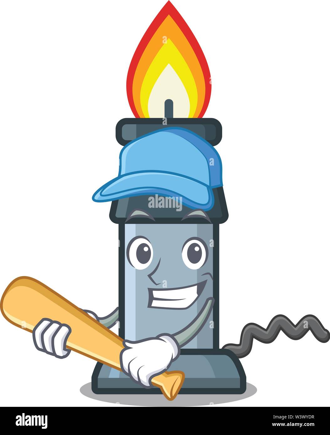 Playing baseball bunsen burner isolated with the cartoon vector