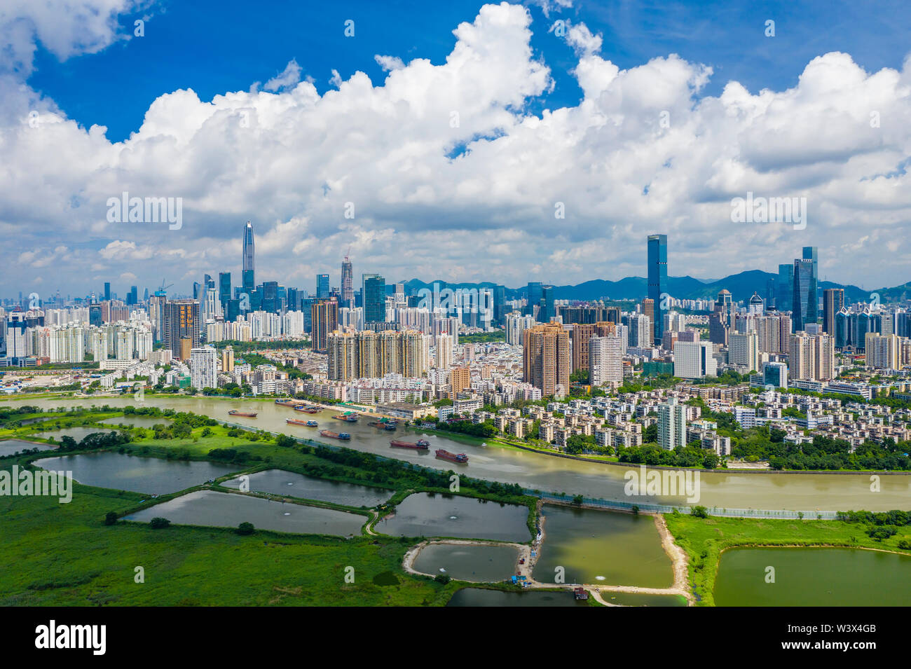 Aerial view of Shenzhen CBD in China Stock Photo