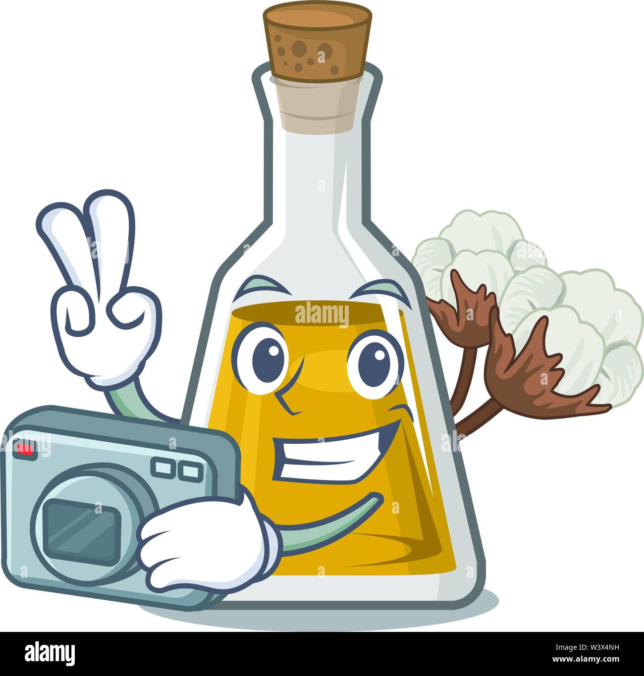 Photographer cottonseed oil in the cartoon shape vector illustrartion Stock Vector