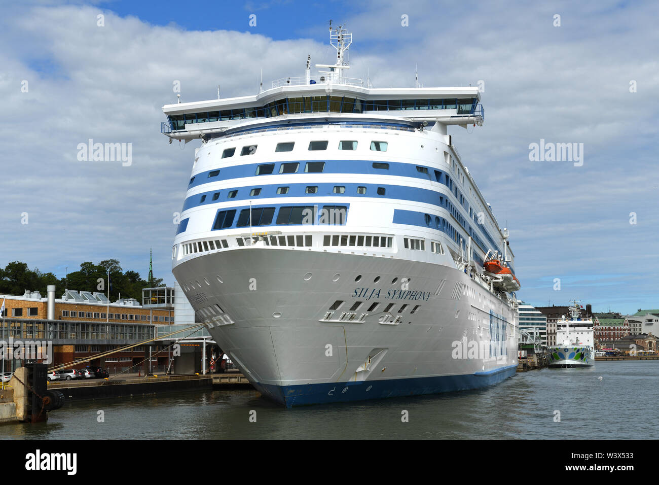 Silja Line, Finnish cruiseferry for car, cargo and passenger traffic between Finland and Sweden Stock Photo