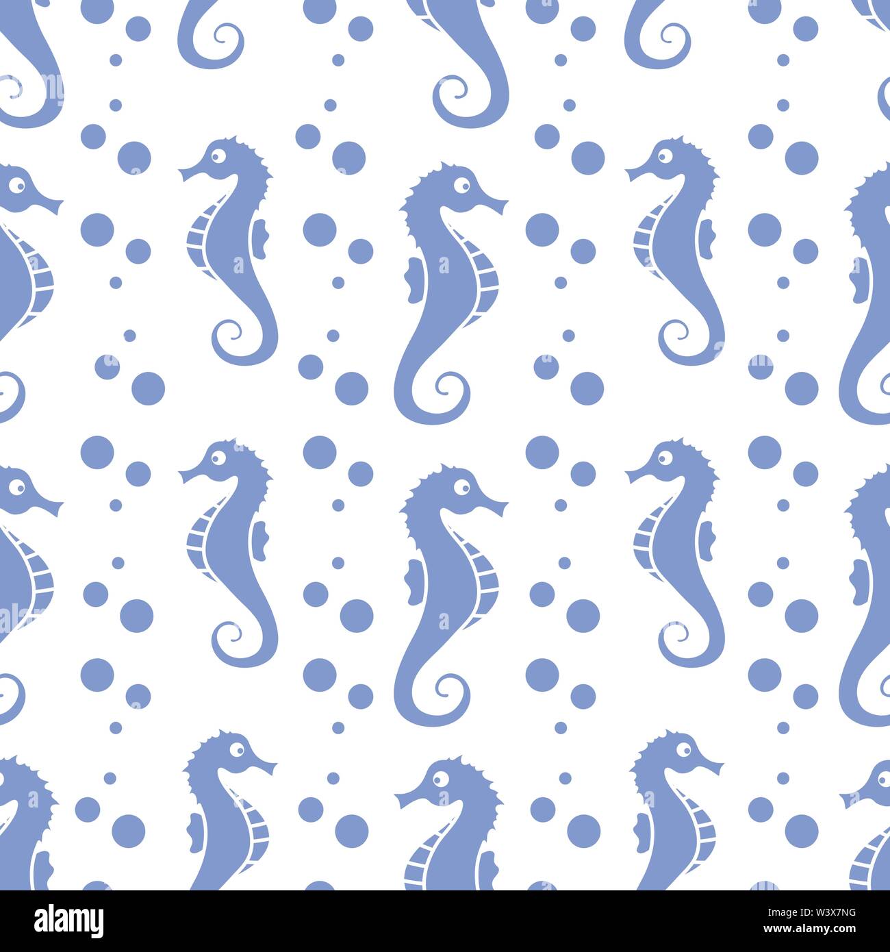 Vector seamless pattern with sea horses and bubbles. Marine background ...