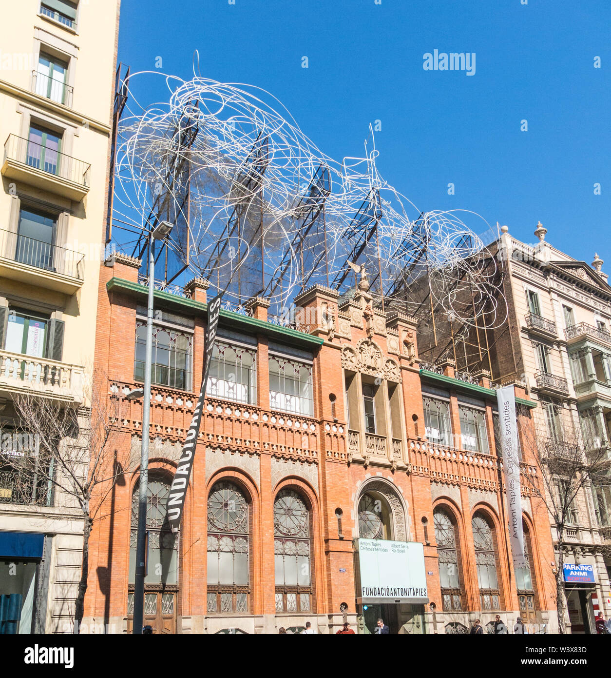 BARCELONA, SPAIN - March 21 2019- View of the Fundacio Antoni Tapies foundation, a cultural center and museum located in Arago Street, in Barcelona, C Stock Photo