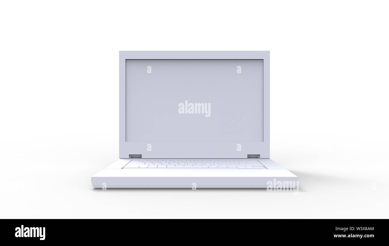 3d rendering of a computer model laptop isolated in white studio ...