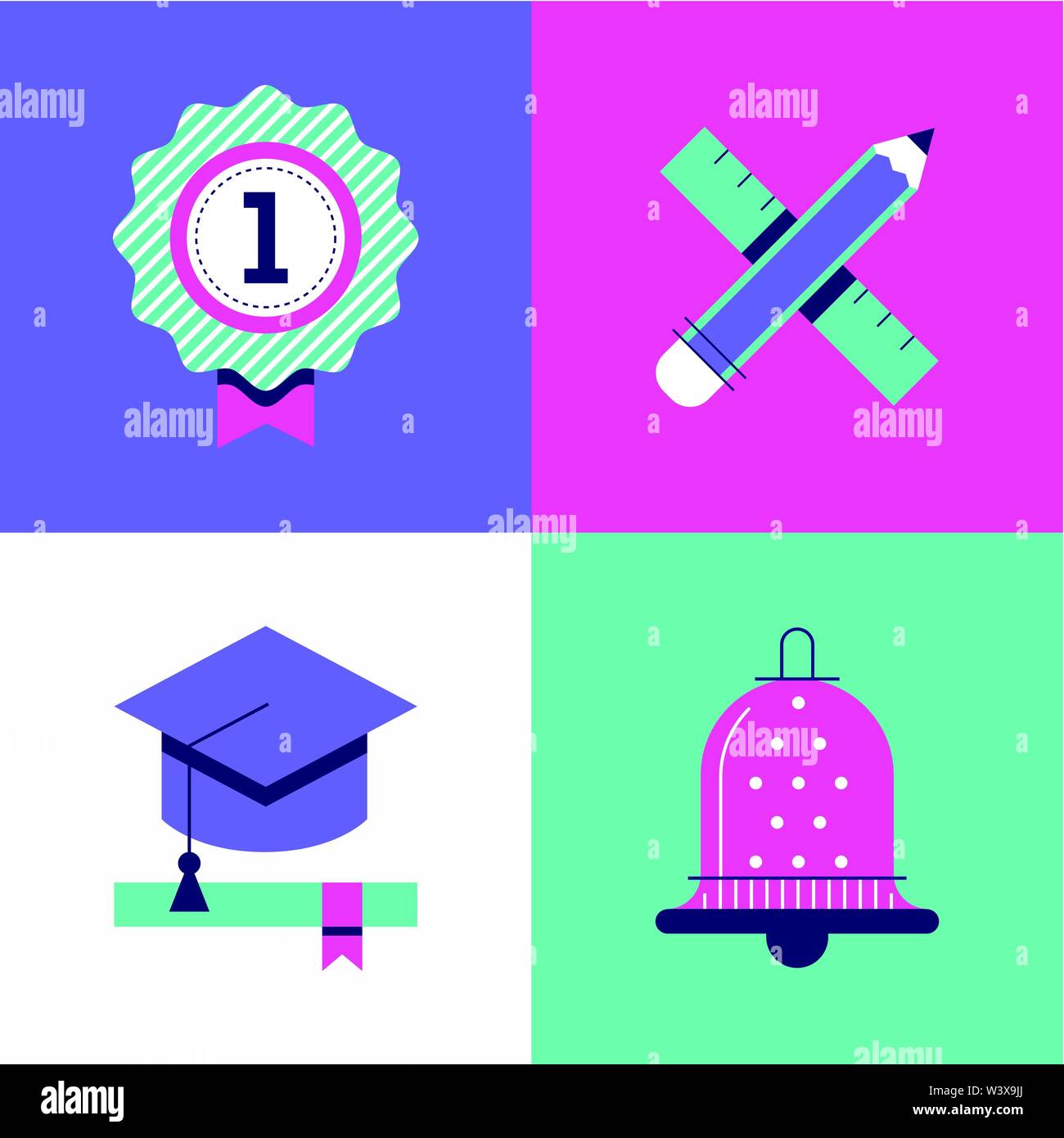 Education concept - colorful flat design style elements Stock Vector