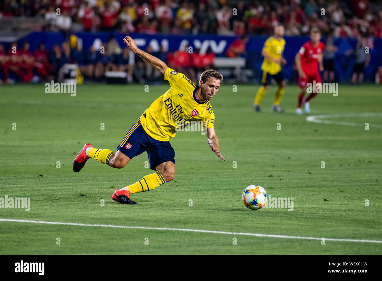 Los Angeles, USA. 17th July, 2019. Nacho Monreal (18) sporting Arsenal's new away jersey against Bayern Munich in the International Champions Cup. Credit: Ben Nichols/Alamy Live News Stock Photo