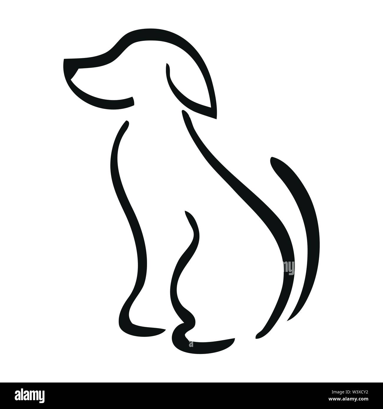 Vector of sitting dog on white background Stock Vector Image & Art - Alamy