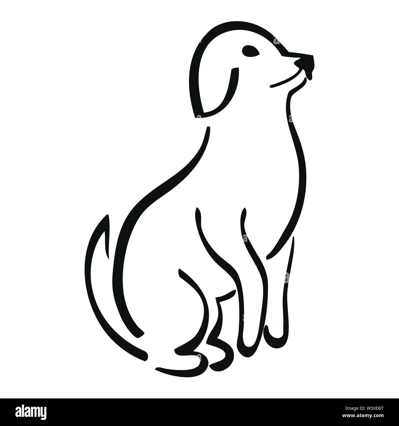 Vector of sitting dog on white background Stock Vector Image & Art - Alamy