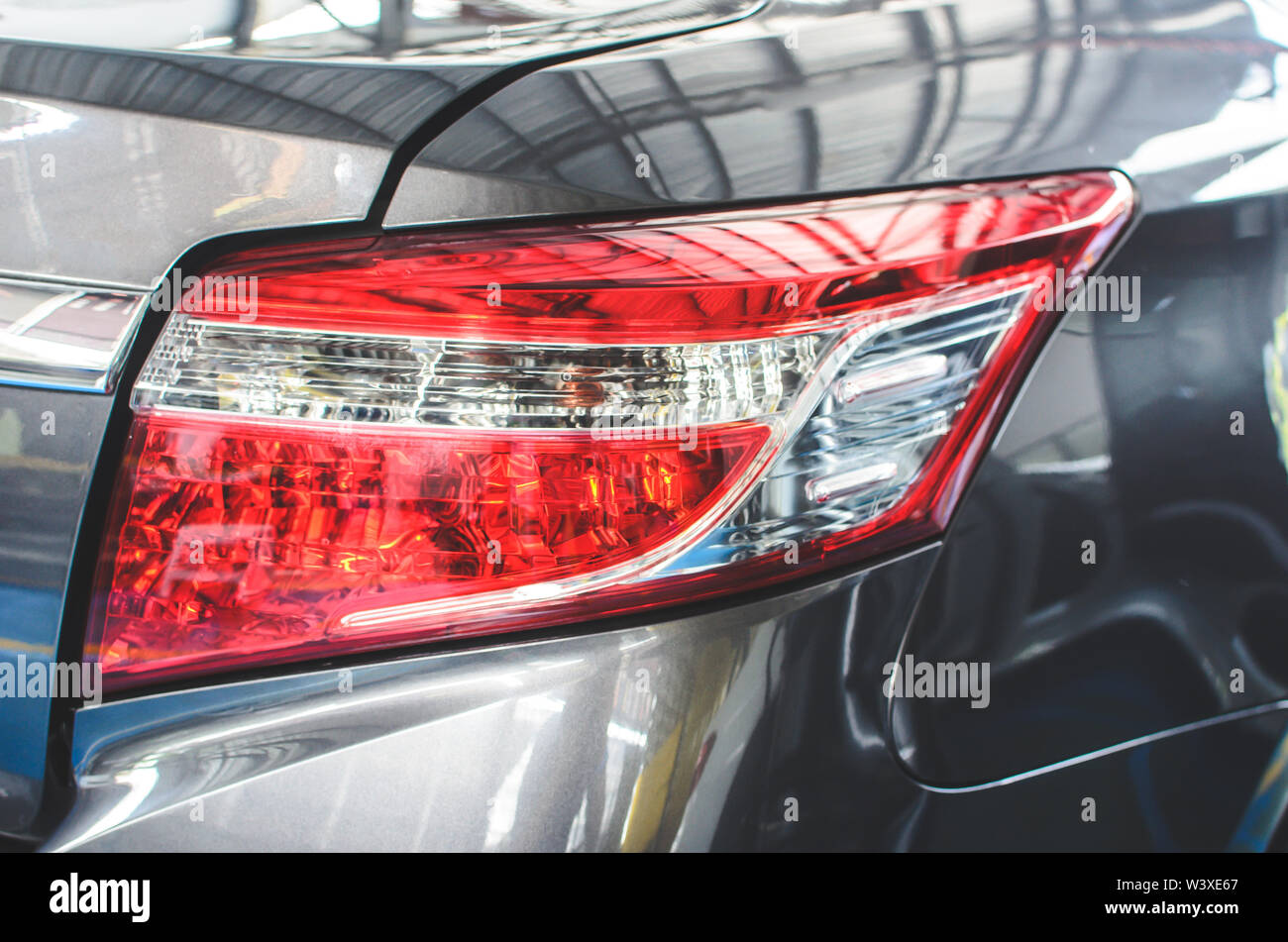 Close up to the taillights, gray cars Stock Photo - Alamy