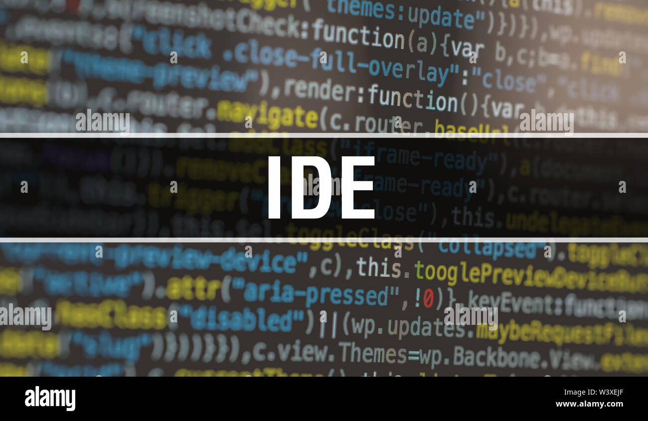 IDE with Abstract Technology Binary code Background.Digital binary data ...