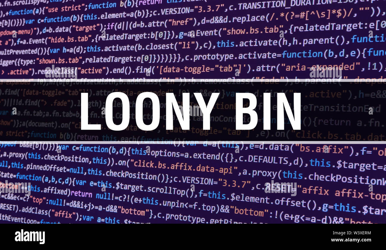 Loony bin concept with Random Parts of Program Code. Loony bin with Programming code abstract