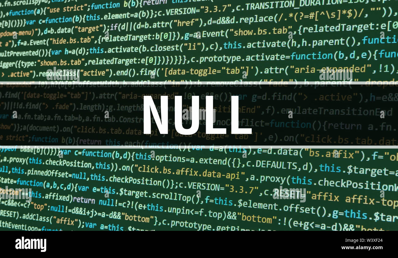 Null concept with Random Parts of Program Code. Null with Programming code  abstract technology background of software developer and Computer script. N  Stock Photo - Alamy