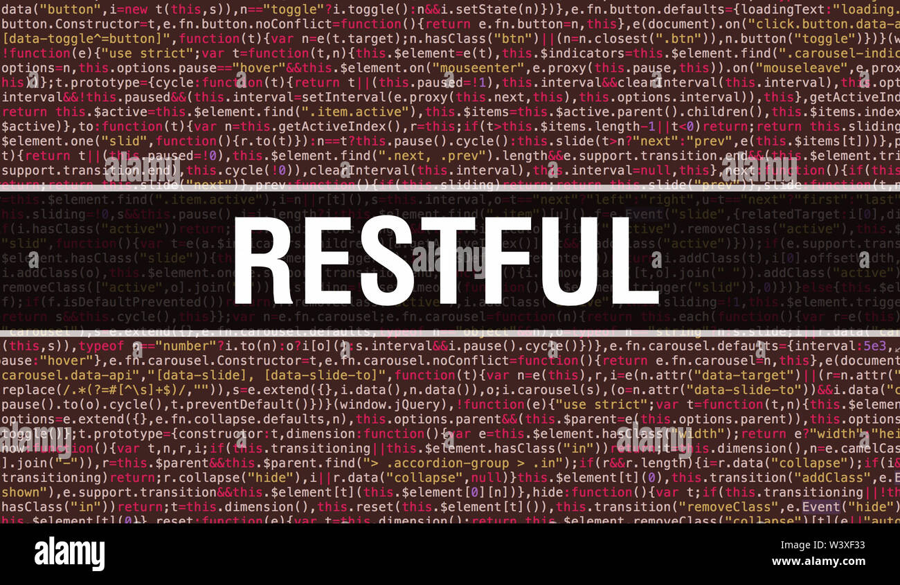 RESTful text written on Programming code abstract technology background ...
